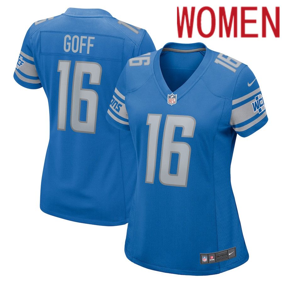 Women Detroit Lions #16 Jared Goff Nike Blue Game NFL Jersey->women nfl jersey->Women Jersey